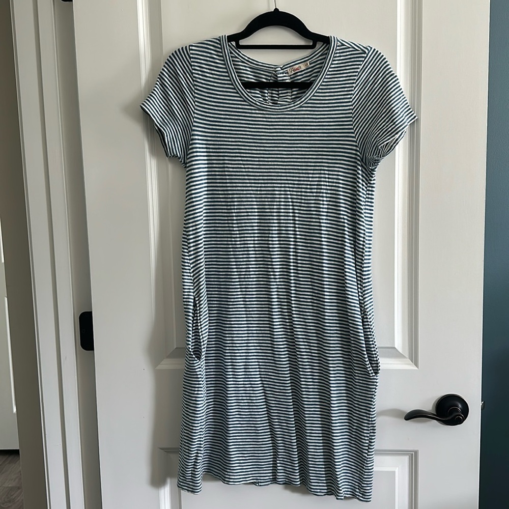 Faherty White and Navy Striped Mini Dress
